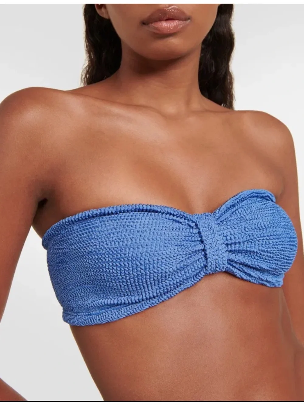 Hunza G Jean Bandeau Bikini Set Metallic Denim Blue OS